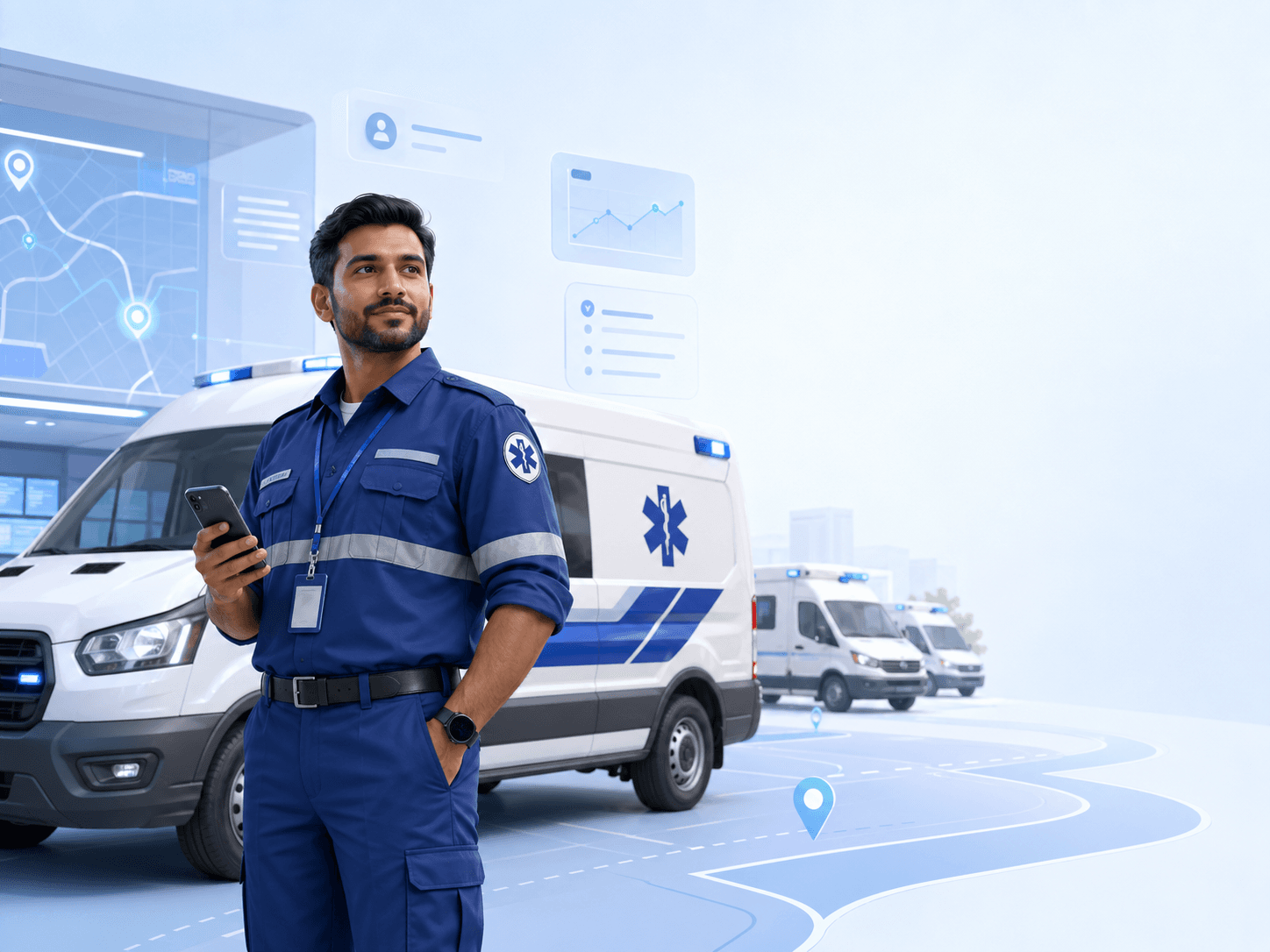 Illustrated Ambulance Wala driver and fleet operations