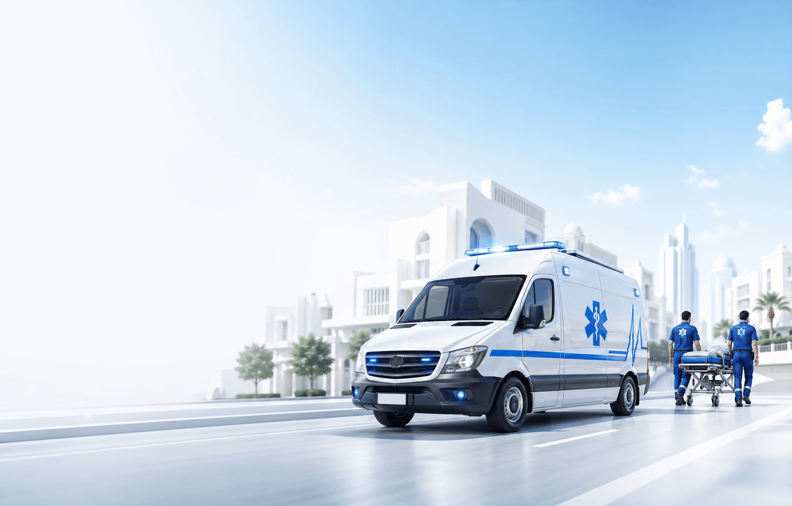 Illustrated Ambulance Wala emergency response scene